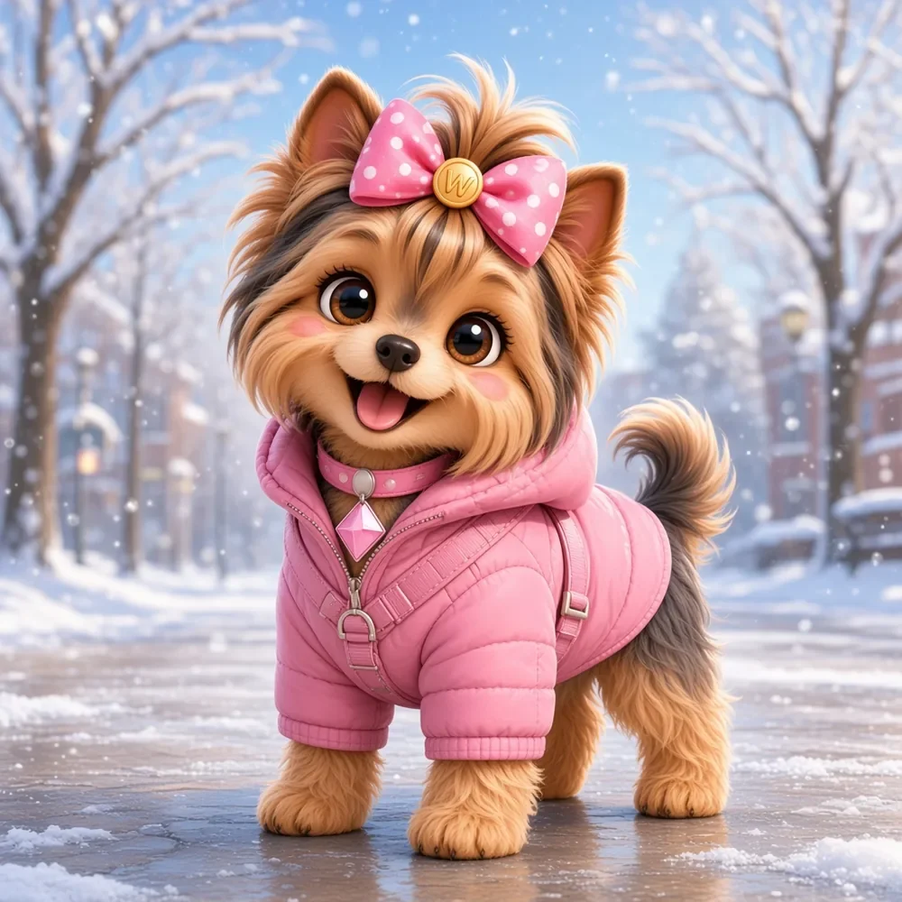 Wendi standing on a frosty path in a quilted pink winter coat