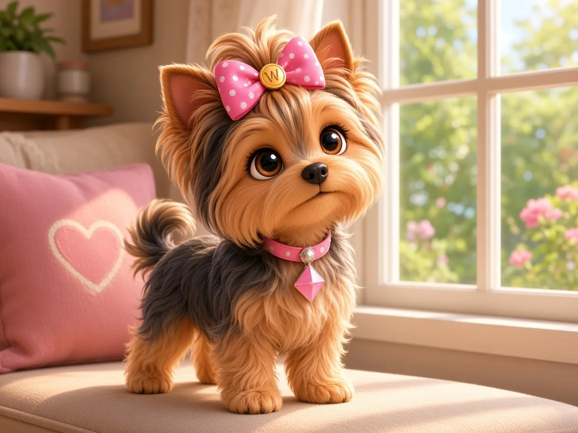 Wendi with her ears perked and head tilted, alert at the sound of something outside