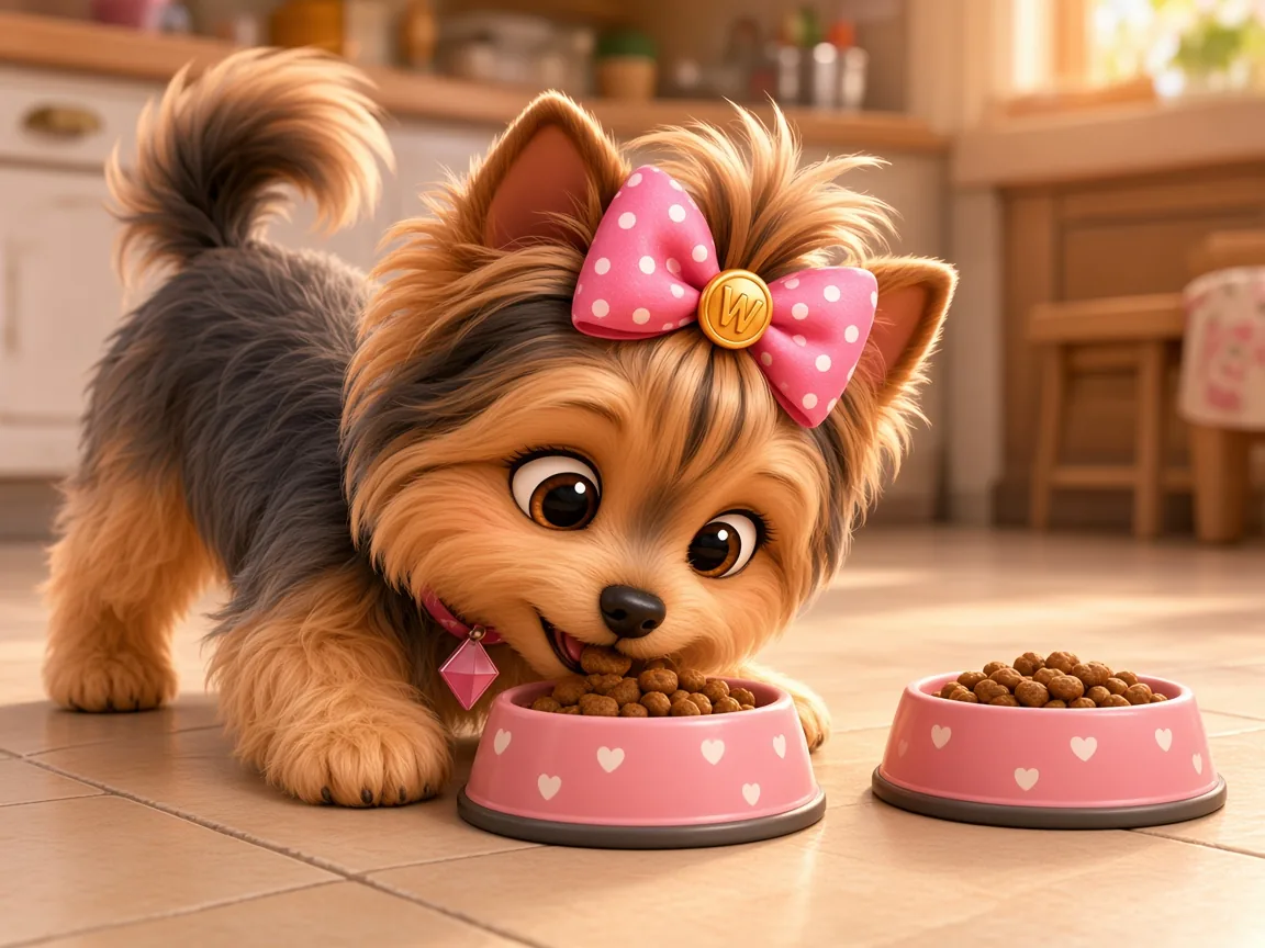 Wendi eating from a small bowl, with a second portion set aside for later
