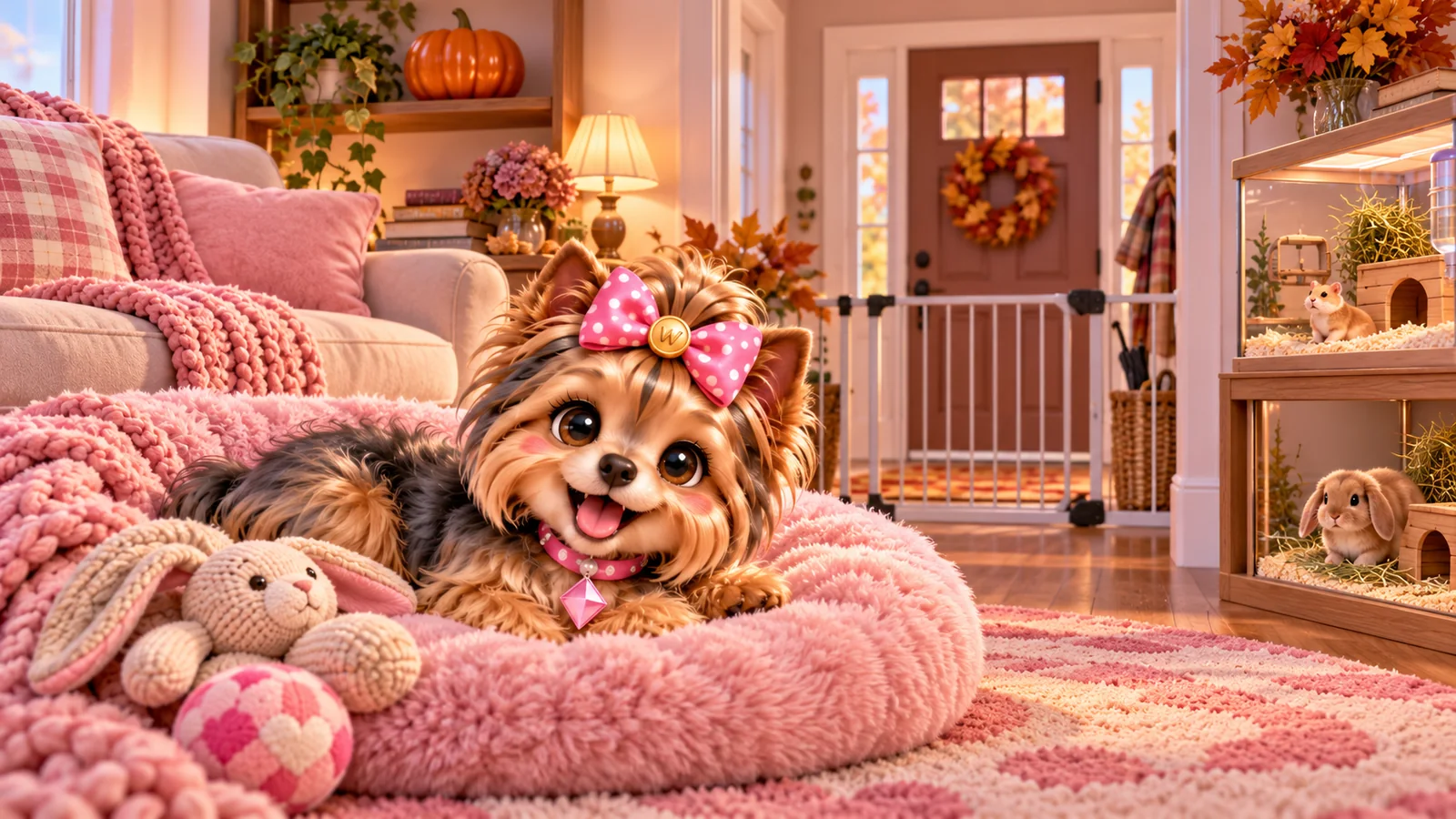 Wendi relaxing without a costume in a quiet autumn room