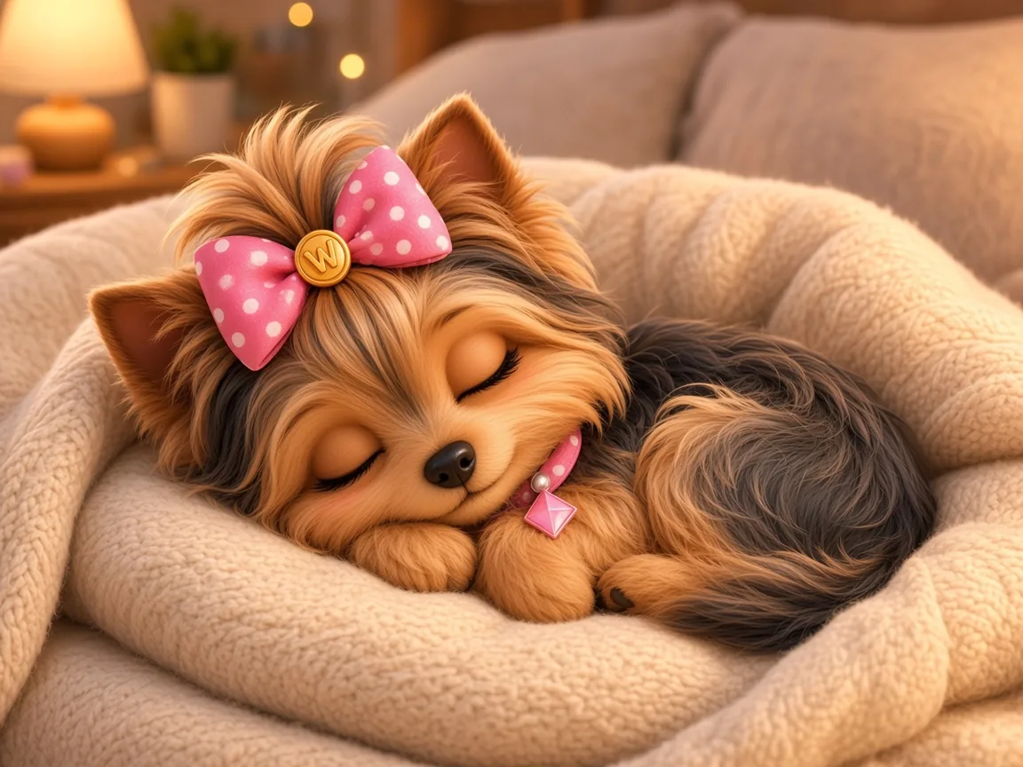 Wendi curled up asleep on a soft blanket, completely relaxed