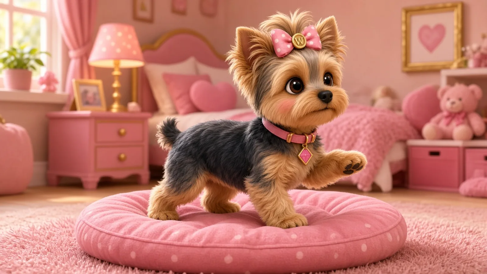 Wendi turning a circle on her dog bed before she lies down